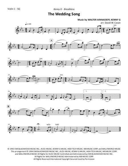 Free Sheet Music The Wedding Song String Quartet