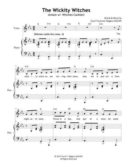 Free Sheet Music The Wickity Witches