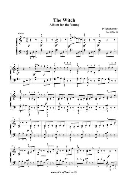 Free Sheet Music The Witch Album Of The Young Op 39 No 20 Icanpiano Style