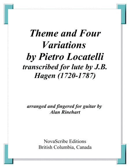 Theme And Four Variations By Locatelli Arr For Guitar Sheet Music