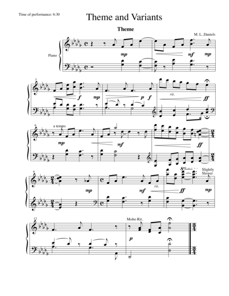 Theme And Variants Sheet Music