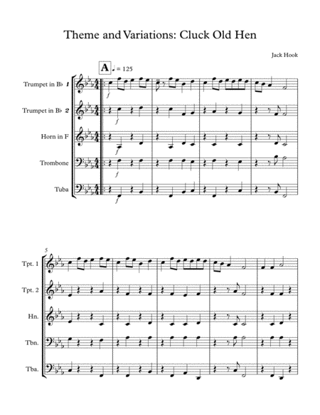 Free Sheet Music Theme And Variations Cluck Old Hen