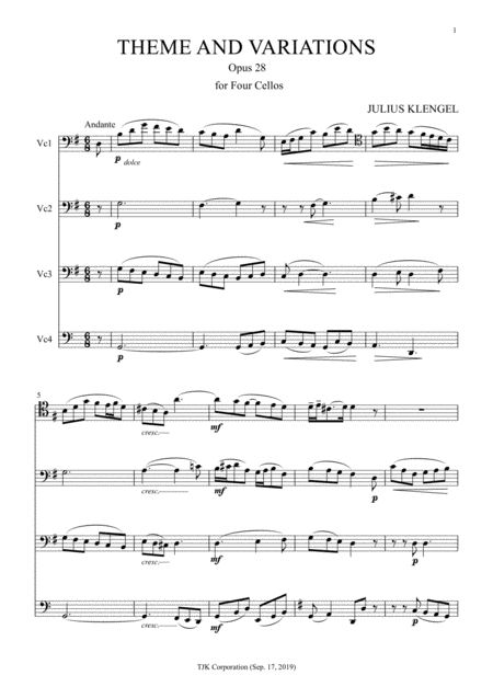 Free Sheet Music Theme And Variations Opus 28 Score