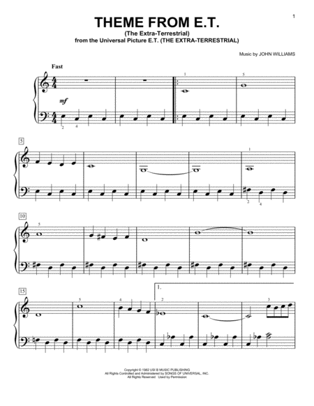 Theme From Et The Extra Terrestrial Sheet Music