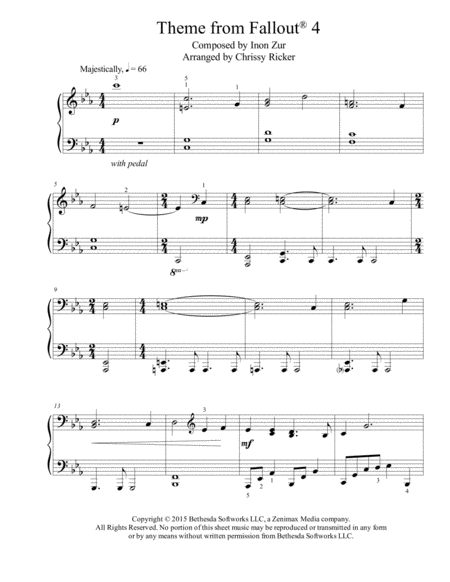 Theme From Fallout R 4 Easy Piano Sheet Music