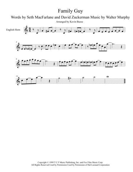 Theme From Family Guy English Horn Sheet Music