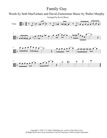 Theme From Family Guy Viola Sheet Music