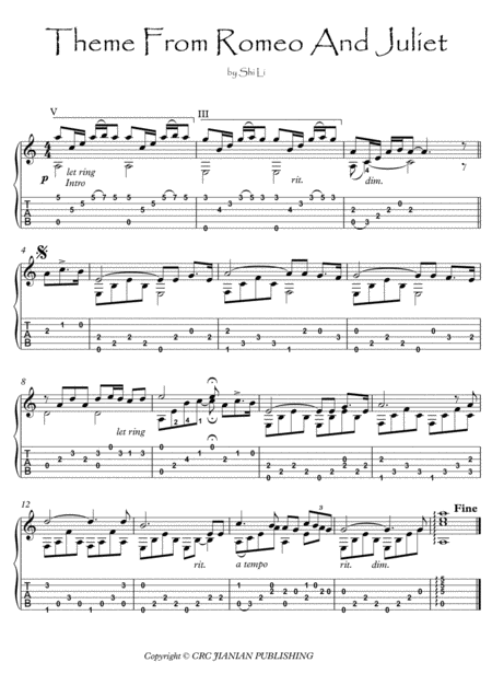 Theme From Romeo And Juliet Sheet Music