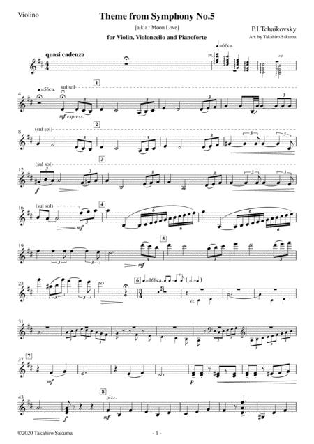 Theme From Symphony No 5 For Piano Trio Sheet Music