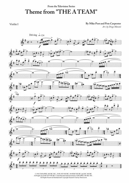 Free Sheet Music Theme From The A Team For String Quartet