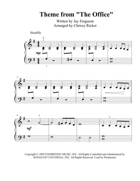 Free Sheet Music Theme From The Office Beginner Big Note Piano