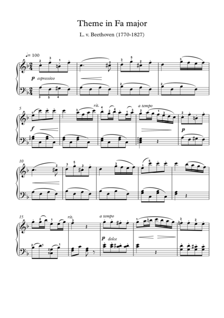 Free Sheet Music Theme In Fa Major