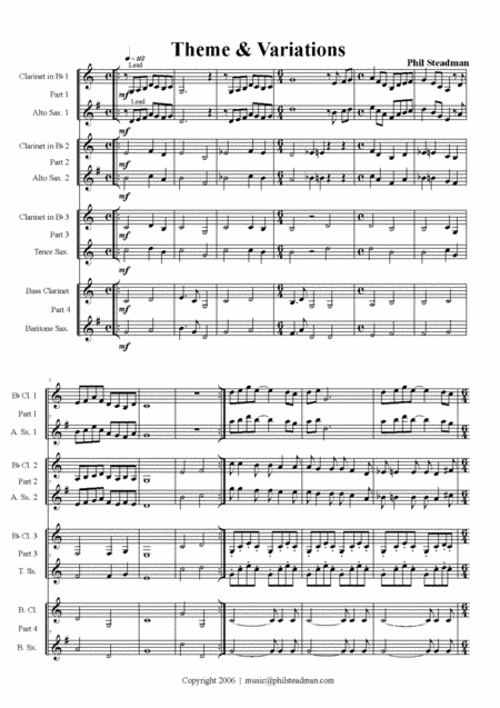 Free Sheet Music Theme Variations For Flexible Woodwind Quartet