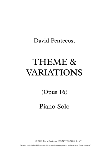 Theme Variations Opus 16 Sheet Music