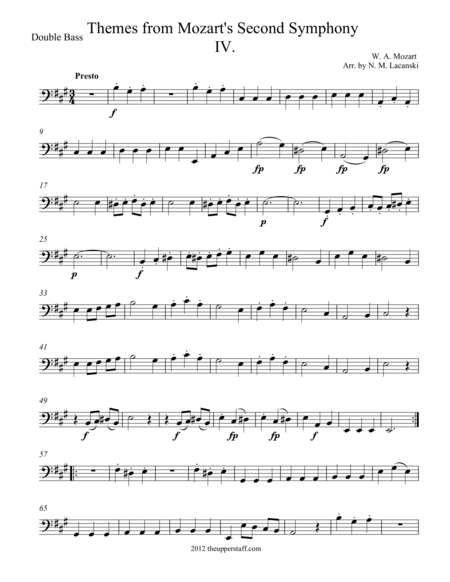 Themes From Mozarts Second Symphony Fourth Movement Sheet Music