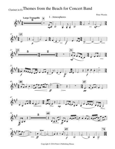 Free Sheet Music Themes From The Beach E Flat Clarinet