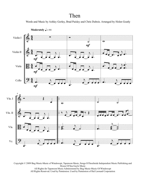 Free Sheet Music Then By Brad Paisley Arranged For String Quartet