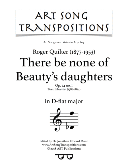 Free Sheet Music There Be None Of Beautys Daughters Op 24 No 1 D Flat Major