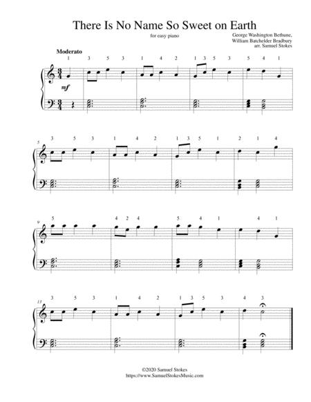 There Is No Name So Sweet On Earth The Sweetest Name For Easy Piano Sheet Music