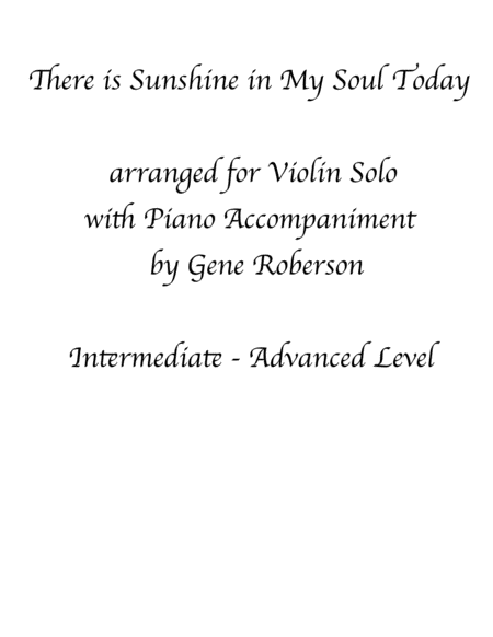 There Is Sunshine In My Soul Violin Solo Sheet Music