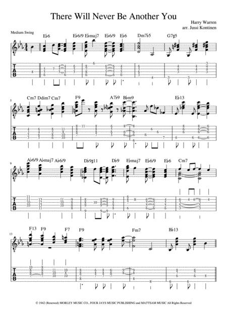 There Will Never Be Another You Chord Melody Arrangement Sheet Music