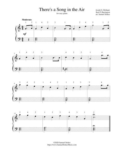 Free Sheet Music Theres A Song In The Air For Easy Piano