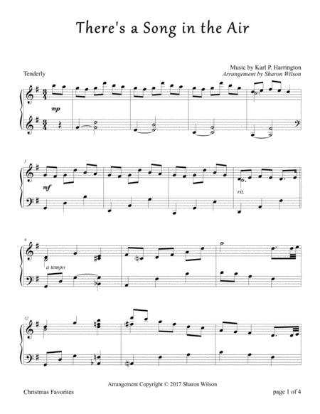 Free Sheet Music Theres A Song In The Air Piano Solo