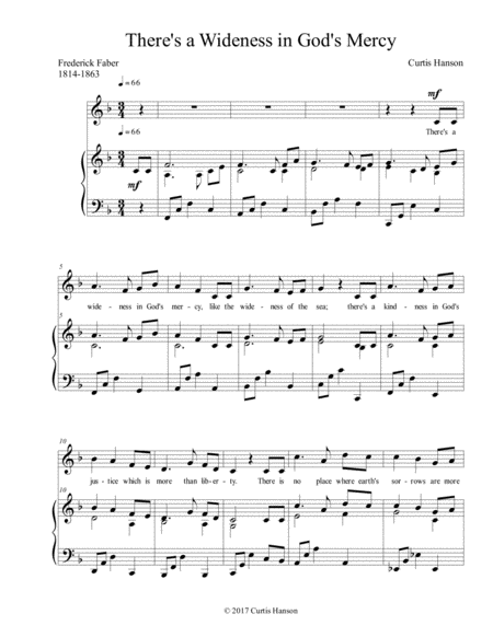 Free Sheet Music Theres A Wideness In Gods Mercy Solo