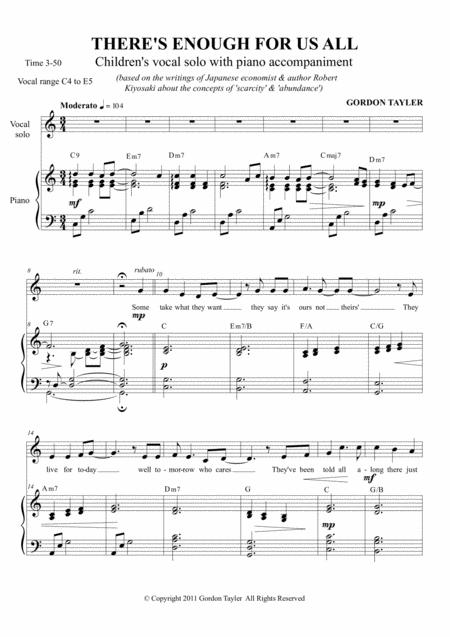 Free Sheet Music Theres Enough For Us All