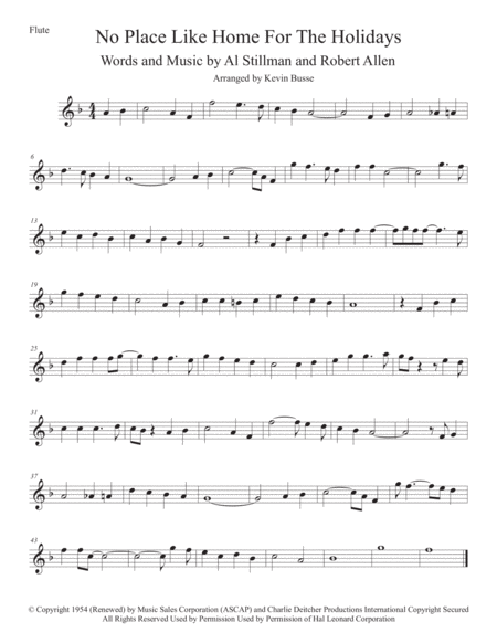 Theres No Place Like Home For The Holidays Flute Sheet Music