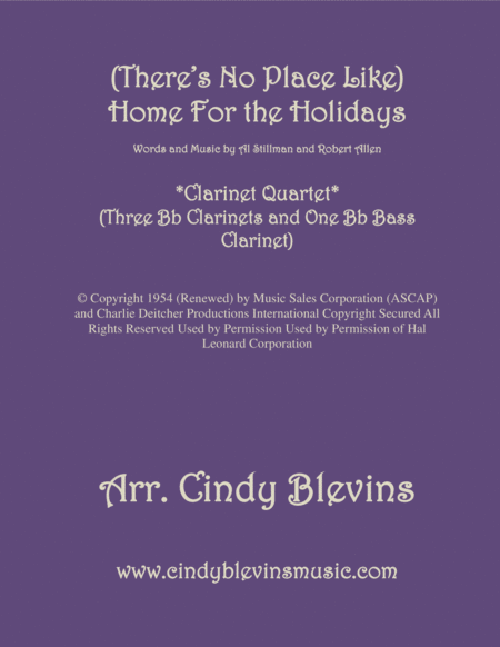 Theres No Place Like Home For The Holidays For Clarinet Quartet With Bass Clarinet Sheet Music