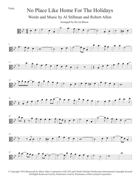 Free Sheet Music Theres No Place Like Home For The Holidays Original Key Viola