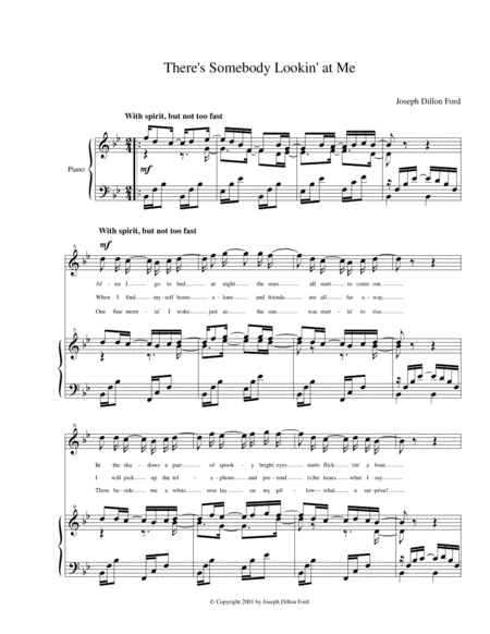 Free Sheet Music Theres Somebody Lookin At Me For Soprano Voice And Piano