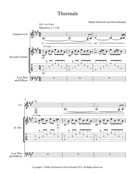 Free Sheet Music Thermals For Guitar And Clarinet In A