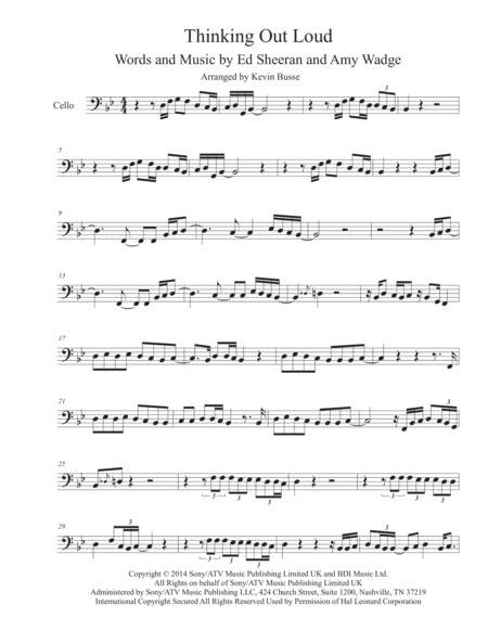 Free Sheet Music Thinking Out Loud Cello