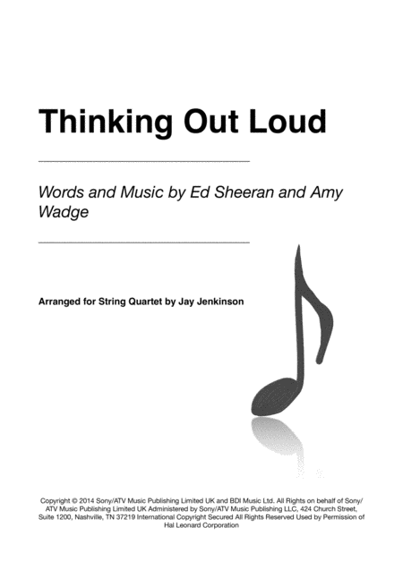 Free Sheet Music Thinking Out Loud For String Quartet