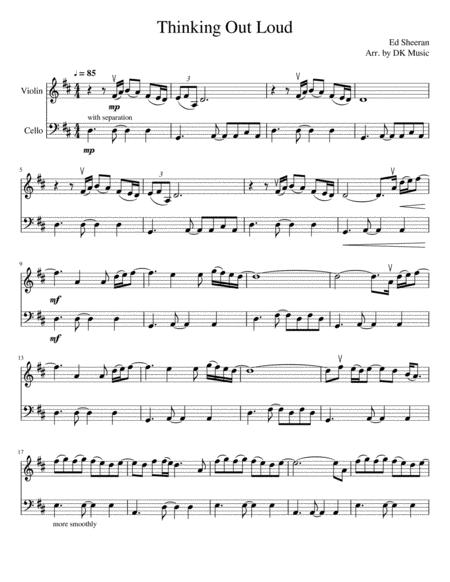 Free Sheet Music Thinking Out Loud Violin Cello Duet