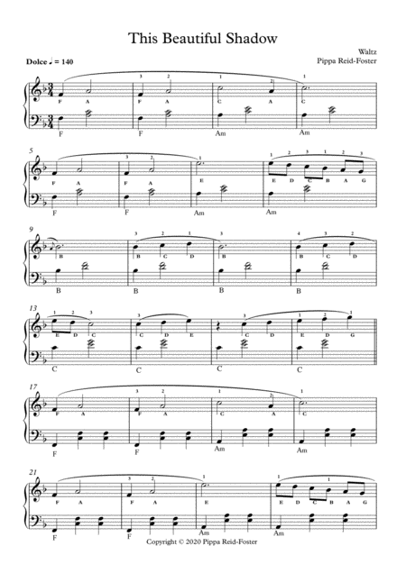 This Beautiful Shadow Intermediate Harp Sheet Music