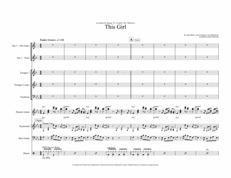 Free Sheet Music This Girl Vocal With Small Band 3 5 Horns Key Of Eb