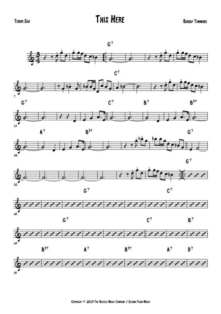 Free Sheet Music This Here Tenor Sax