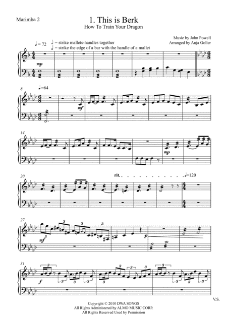 Free Sheet Music This Is Berk Marimba Trio Marimba 2