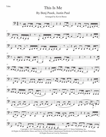 This Is Me Easy Key Of C Tuba Sheet Music