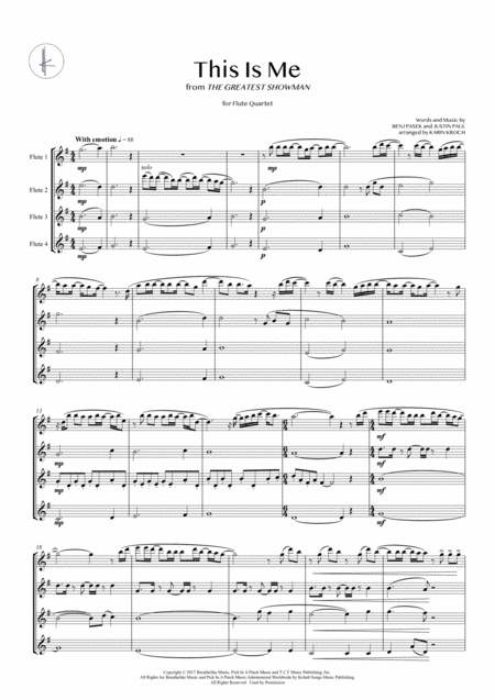 Free Sheet Music This Is Me Flute Quartet