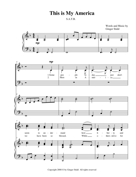 Free Sheet Music This Is My America