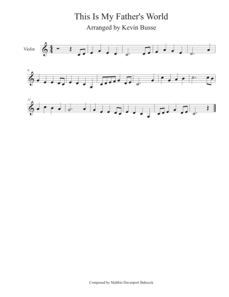 Free Sheet Music This Is My Fathers World Easy Key Of C Violin