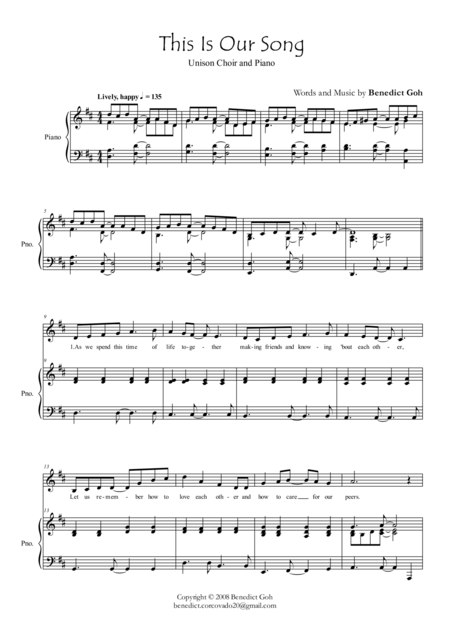 This Is Our Song D Major Sheet Music