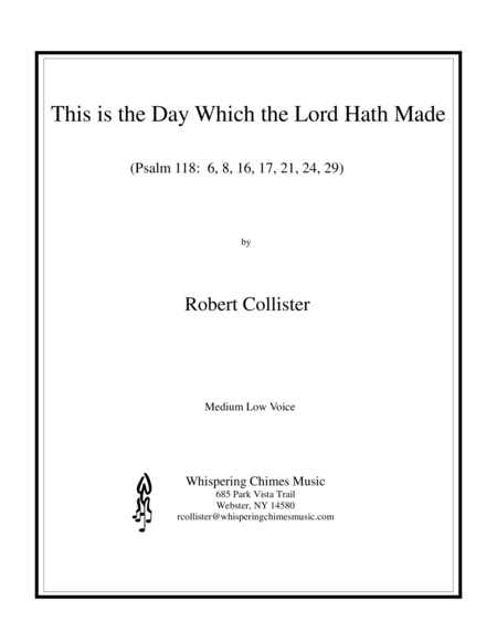 This Is The Day Which The Lord Hath Made Medium Low Voice Sheet Music