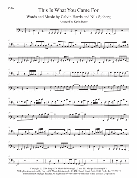 This Is What You Came For Cello Sheet Music