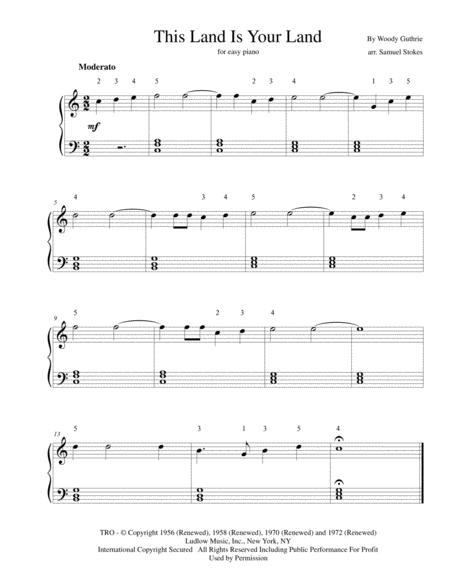 This Land Is Your Land For Easy Piano Sheet Music