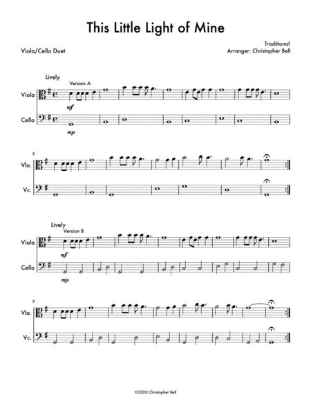 Free Sheet Music This Little Light Of Mine Easy Viola Cello Duet